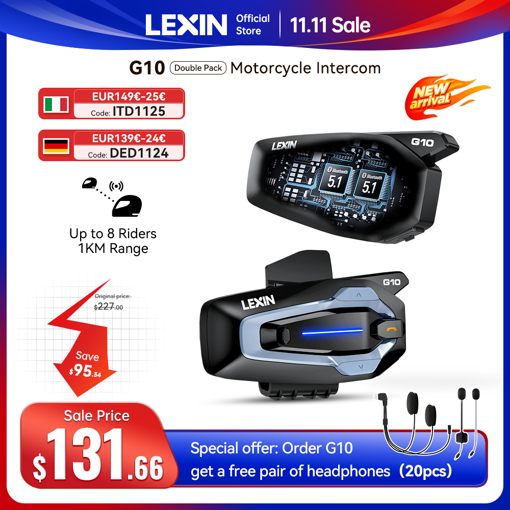 Full Face Motorcycle Helmet With Bluetooth - NEW-LEXIN G10 Motorcycle Helmet Intercom, 8