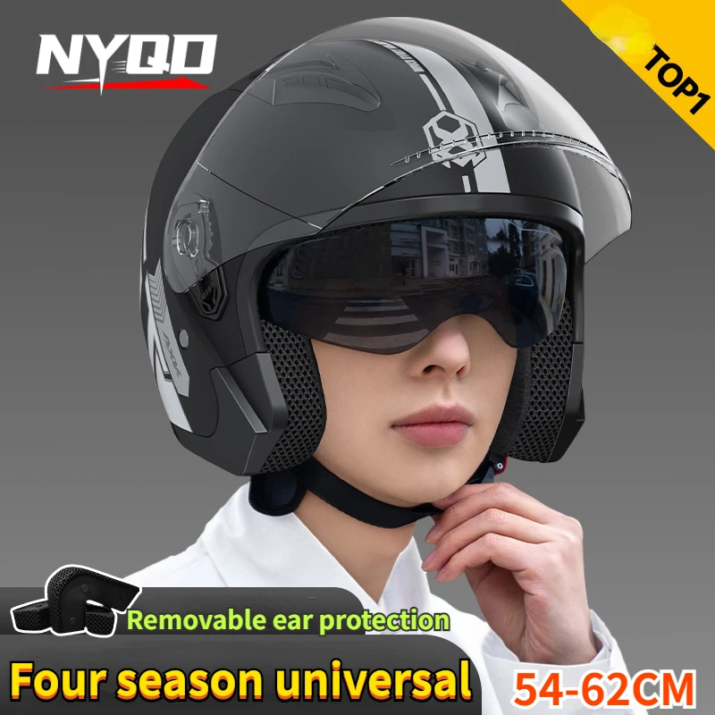 3/4 open face retro motorcycle - Dual Visor Motorcycle Racing Helmet ulasan dan harga