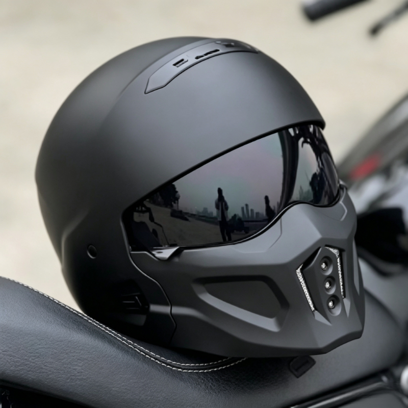 Rugged Bright Black Scorpion F - Full Face Motorcycle Helmet With Bluetooth ulasan dan harga
